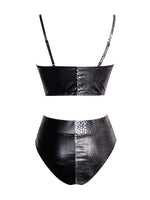 Load image into Gallery viewer, Metallic Silver &amp; Black Bikini
