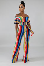 Load image into Gallery viewer, Striped Tie Dye Jumpsuit
