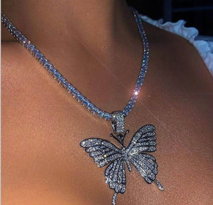 Fly Butterfly Rhinestone Necklace